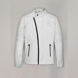 Men's White Leather Jacket
